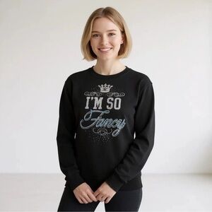JUICY COUTURE I’m So Fancy Black XL Sweatshirt Sequins Crystals R $75